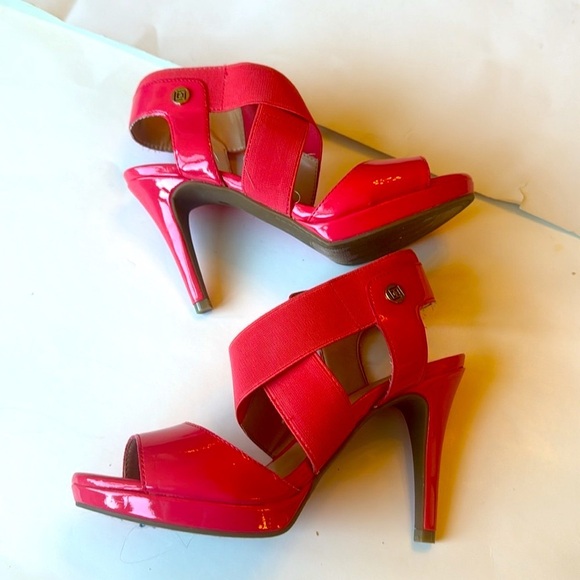 Liz Claiborne Elegant Pink Thick Strappy Open Peep Toe Heels - Picture 4 of 10